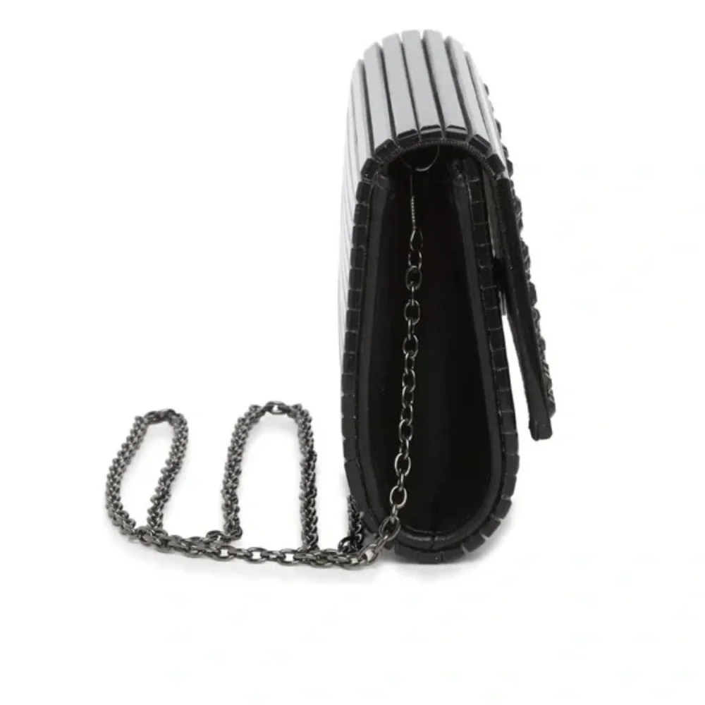 NWT Party Crystal Envelope Clutch Kurt Geiger London Black w/ Chain - Picture 9 of 10